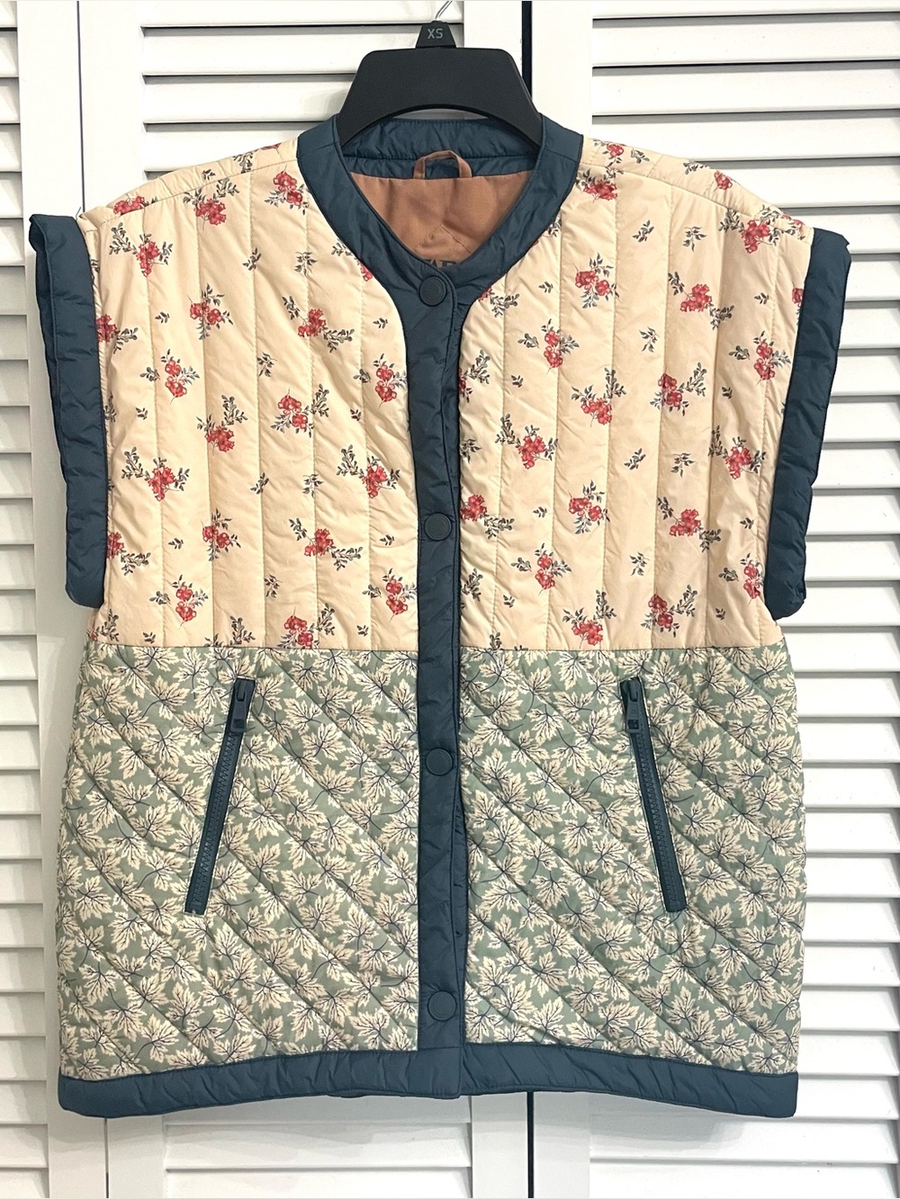 Zara Kids Girls Multicolor Floral Quilted Patchwork Puffer Vest Snap Front 11/12